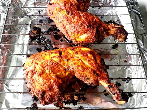 tandoori chicken quarters/ legs from the oven