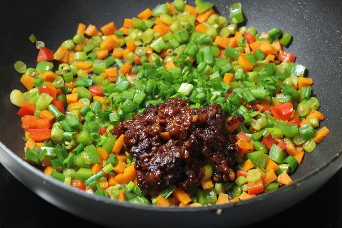 addition of spring onions to make