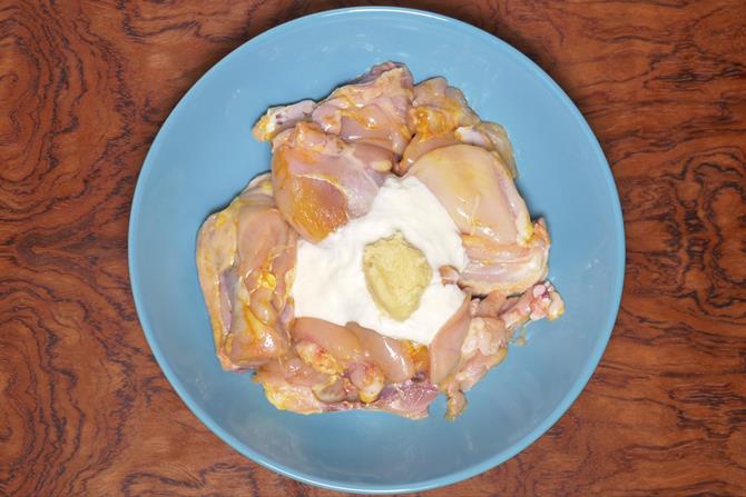 Marinate chicken with ginger garlic and yogurt