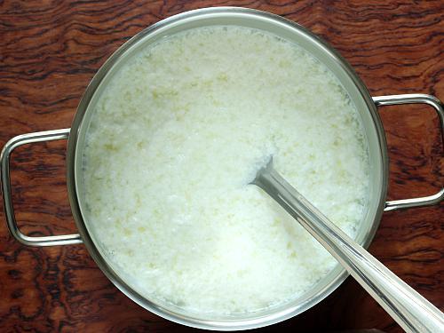 curdled milk in a pot