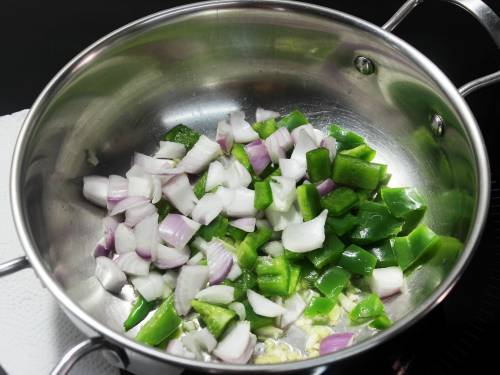 saute onions bell peppers for chilli parotta