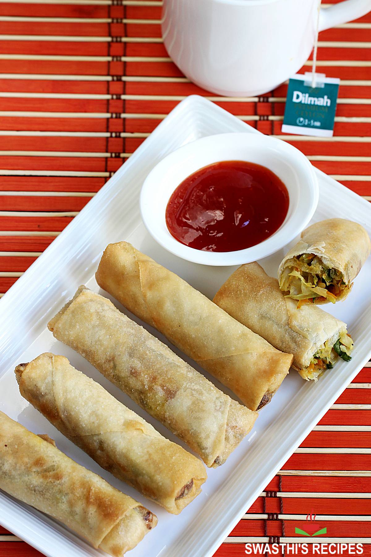 Spring rolls made with spring vegetables